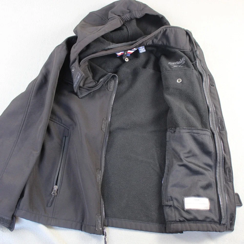Reebok Softshell Jacket Boys Size 8 Black Excellent Fleece Lined Hooded Coat